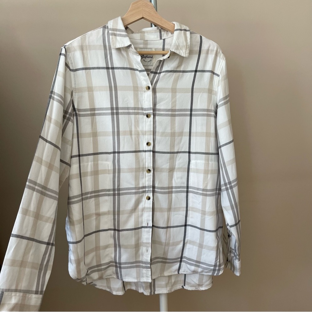 Jachs Girlfriend flannel women’s medium neutral plaid